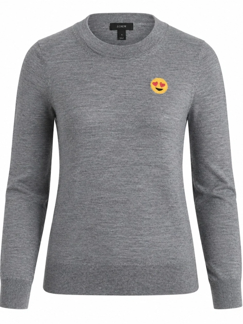 J. Crew Merino Wool Tippi Emoji Sweater Gray Small EUC